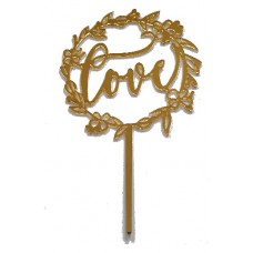 Cake topper Love goud rond